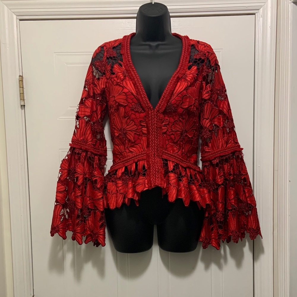 Alexis Red Floral Lace Top